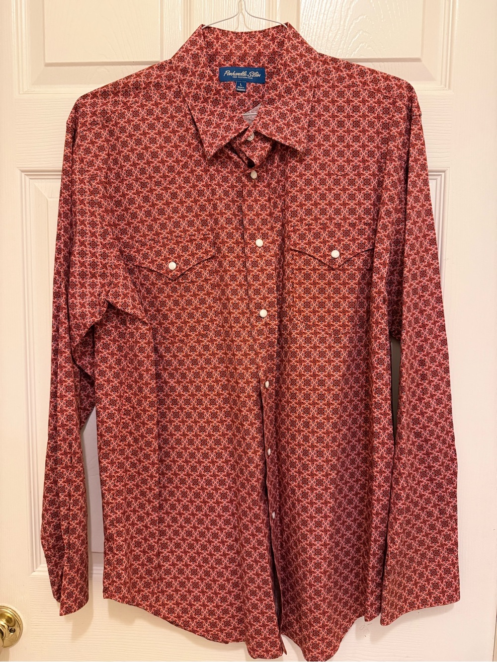Panhandle Slim Red Geometric Long-Sleeve Western Shirt